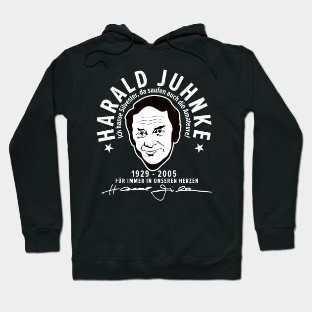 Harald Juhnke Portrait Logo - „Ich hasse Silvester“ Quote Design Hoodie by Boogosh